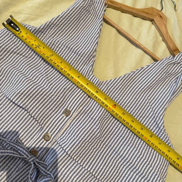 Zara Striped Sleeveless Jumpsuit w/ Button&Pockets, Adjustable Waist, Blue, Sz S - Picture 13 of 15